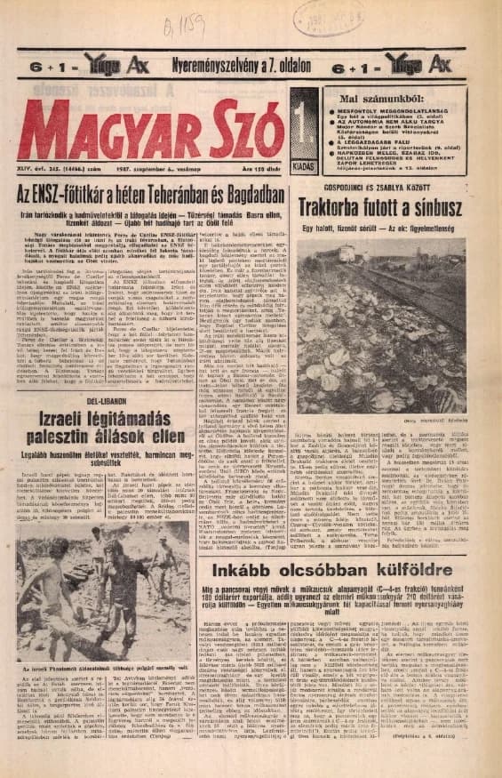 Magyar Szó, 44. évf. 1987. szeptember 6. 245. sz. 1–24. oldal