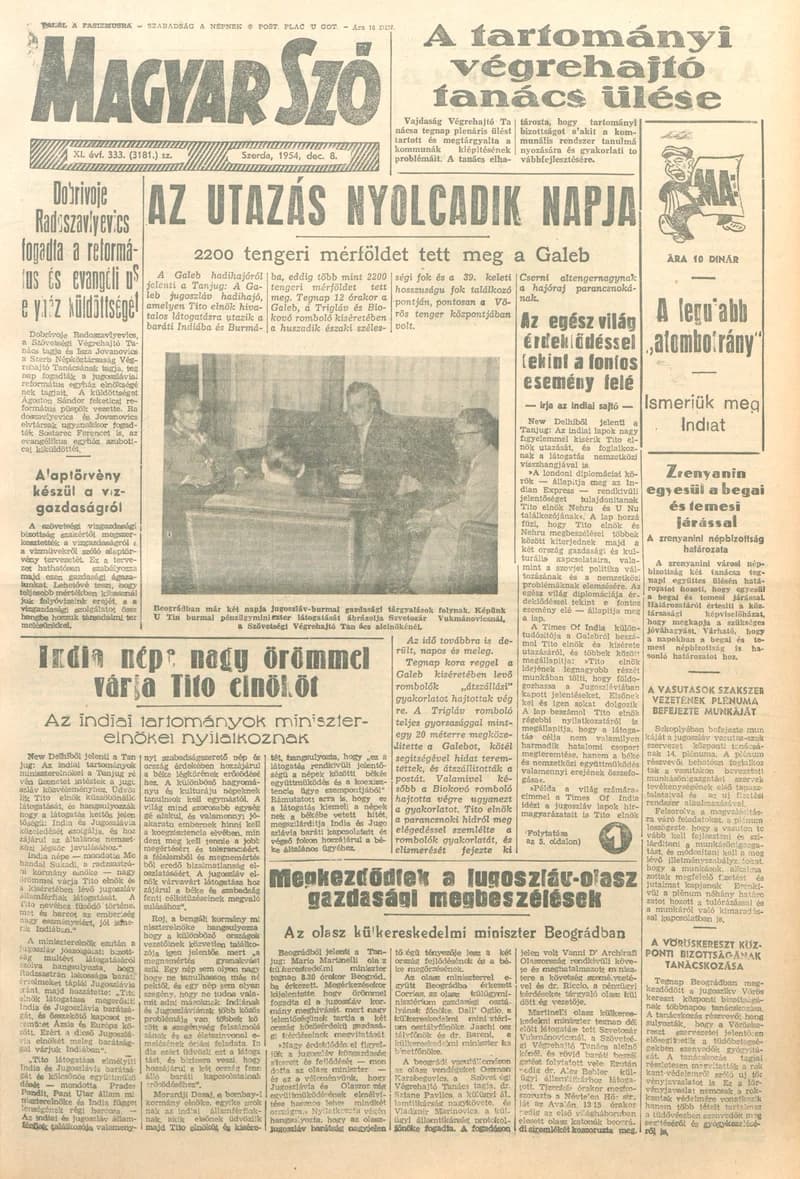 Magyar Szó, 11. évf. 1954. december 8. 333. sz. 1–8. oldal