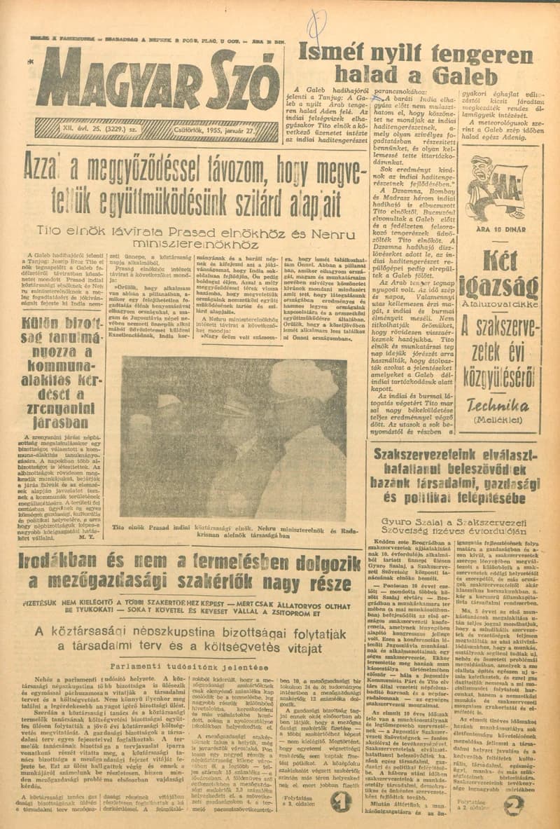 Magyar Szó, 12. évf. 1955. január 27. 25. sz. 1–12. oldal
