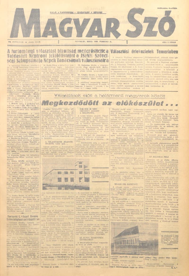 Magyar Szó, 7. évf. 1950. február 21. 44. sz. 1–4. oldal