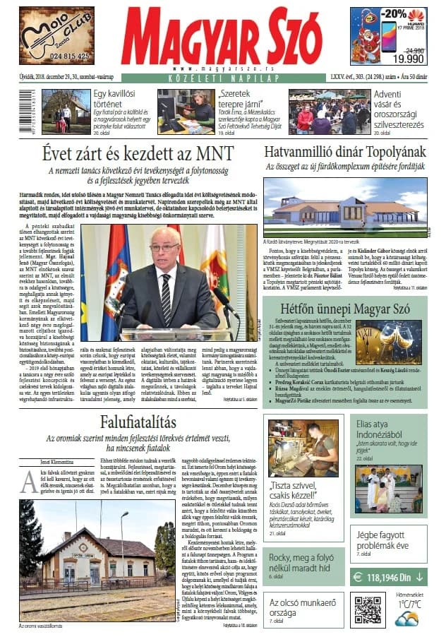Magyar Szó, 75. évf. 2018. december 29. – 30. 303. sz. 1–42. oldal