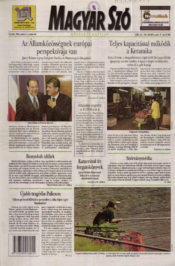 Magyar Szó, 62. évf. 2005. július 21. 169. sz. 1–20. oldal