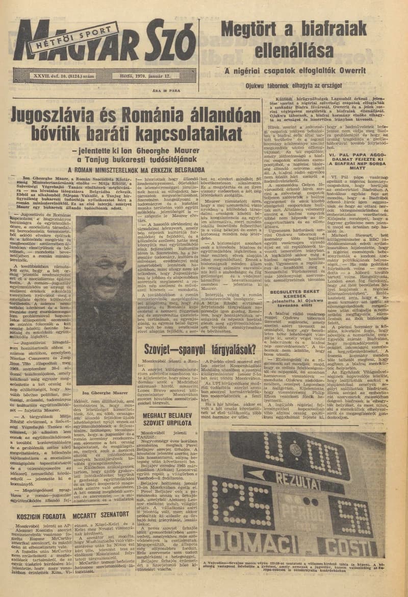 Magyar Szó, 27. évf. 1970. január 12. 10. sz. 1–14. oldal