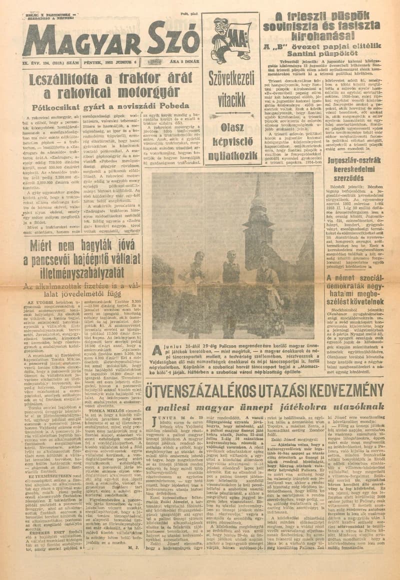 Magyar Szó, 9. évf. 1952. június 6. 134. sz. 1–6. oldal