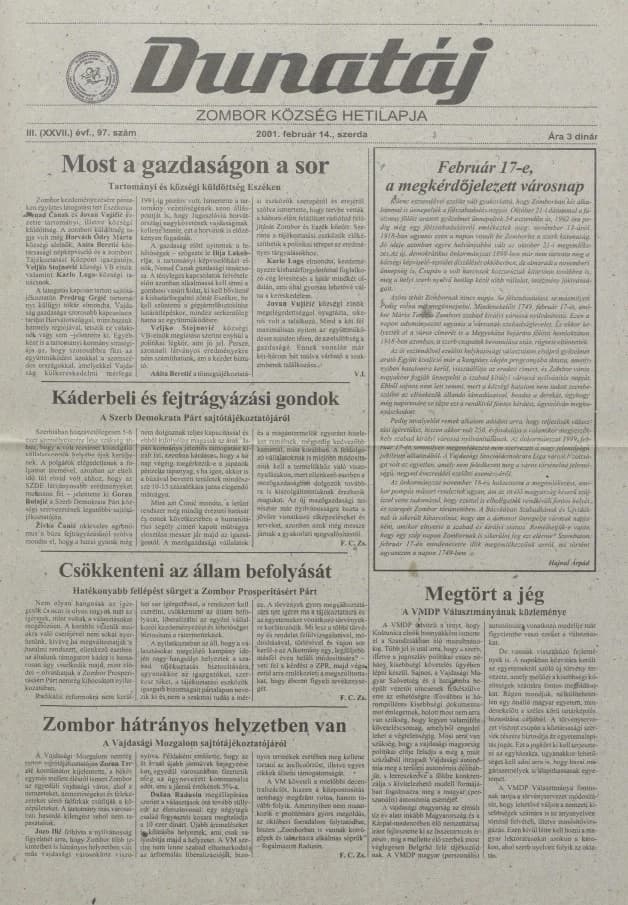 Dunatáj, 3. évf. 2001. február 14. 97. sz.