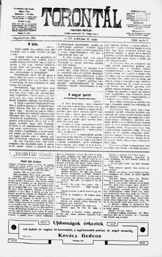 Torontál, 35. évf. 1906. április 9. 82. sz.