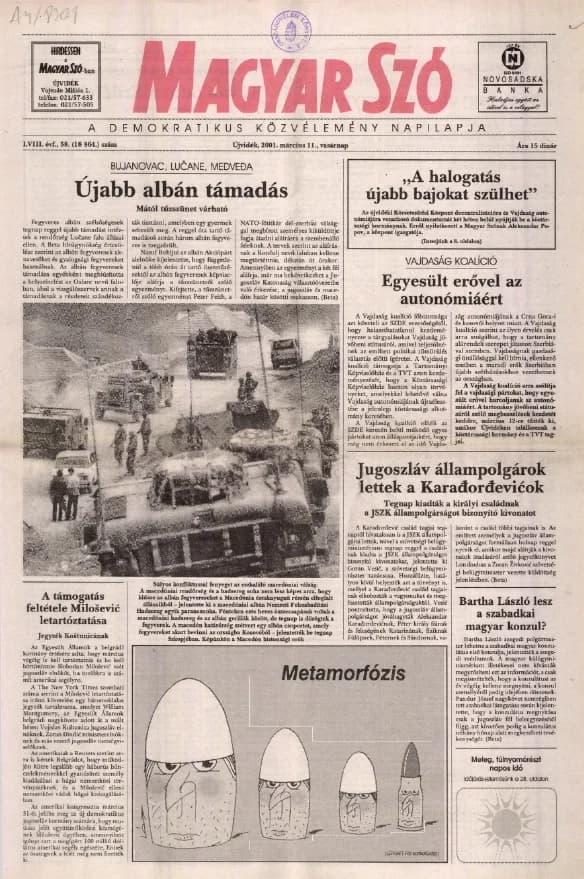 Magyar Szó, 58. évf. 2001. március 11. 58. sz. 1–28. oldal