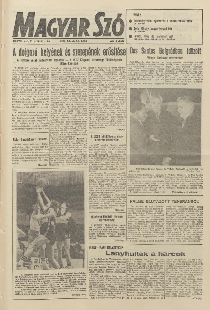 Magyar Szó, 38. évf. 1981. február 23. 52. sz.
