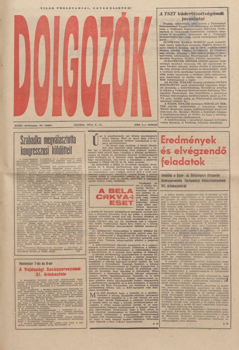 Dolgozók, 28. évf. 1974. október 11. 41. sz.