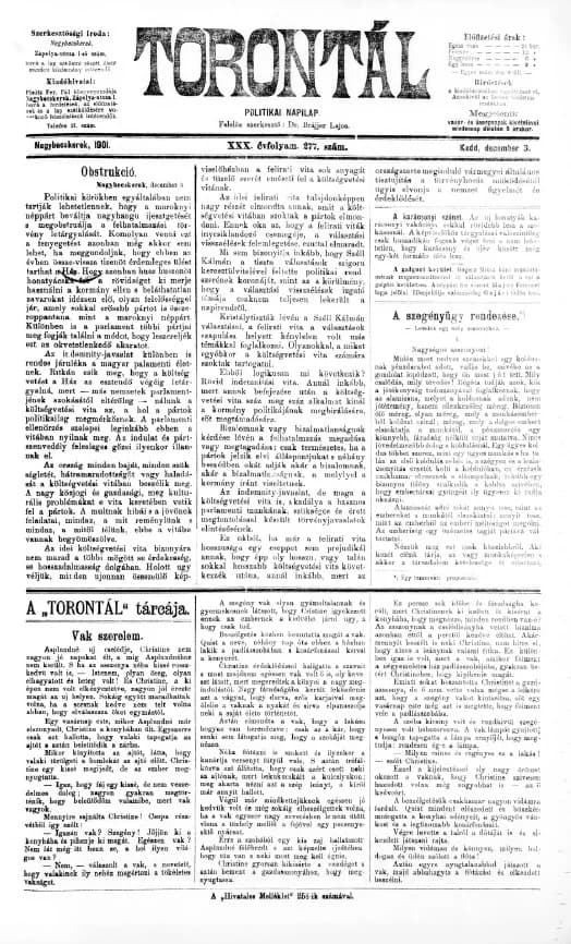 Torontál, 30. évf. 1901. december 3. 277. sz.