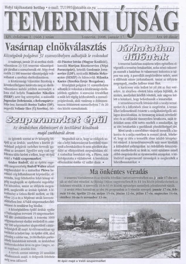 Temerini Újság, 14. évf. 2008. január 17. 2. sz.