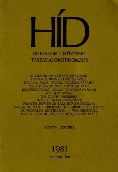 Híd, 45. évf. 1981. szeptember. 9. sz. 957–1120. oldal