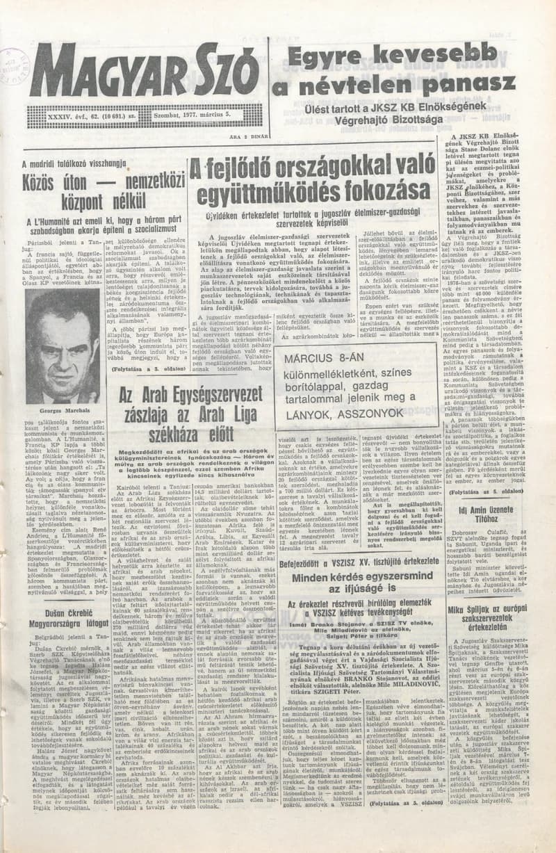 Magyar Szó, 34. évf. 1977. március 5. 62. sz.