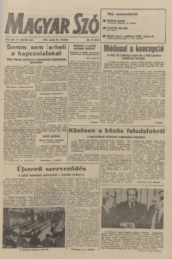 Magyar Szó, 42. évf. 1985. január 19. 17. sz. 1–24. oldal