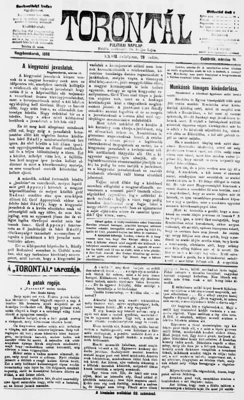 Torontál, 27. évf. 1898. március 31. 73. sz.