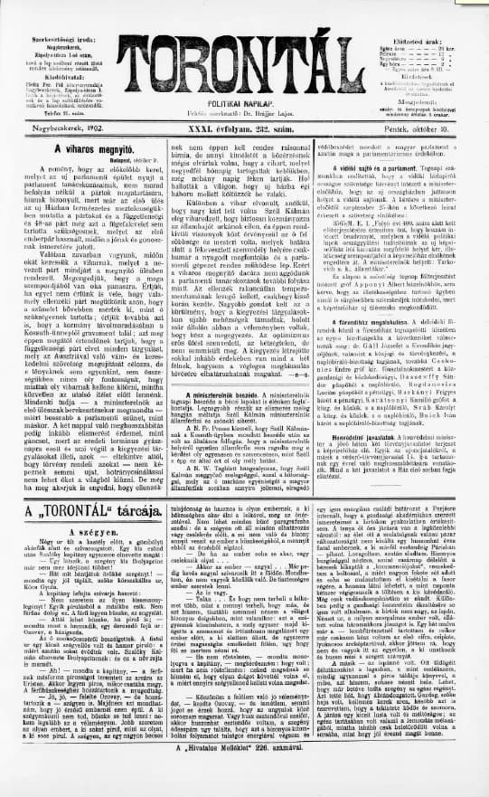 Torontál, 31. évf. 1902. október 10. 232. sz.