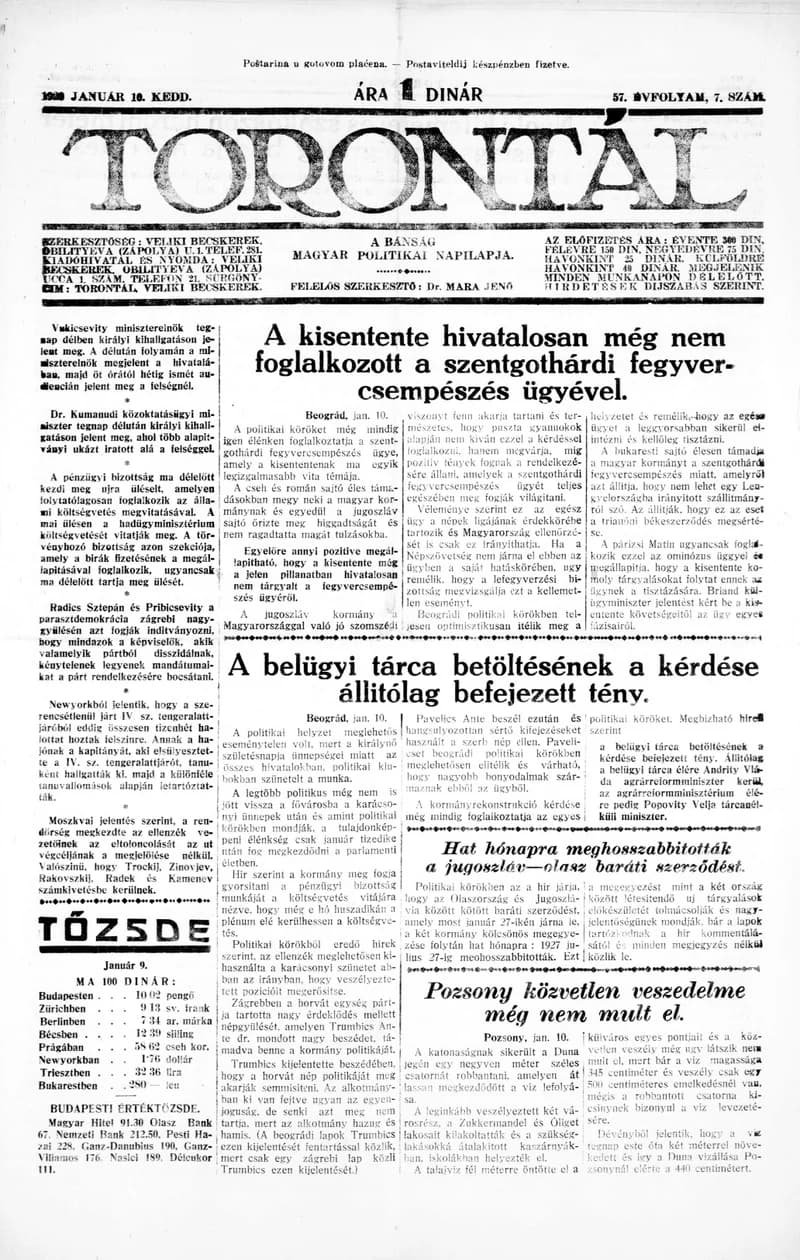 Torontál, 57. évf. 1928. január 10. 7. sz.