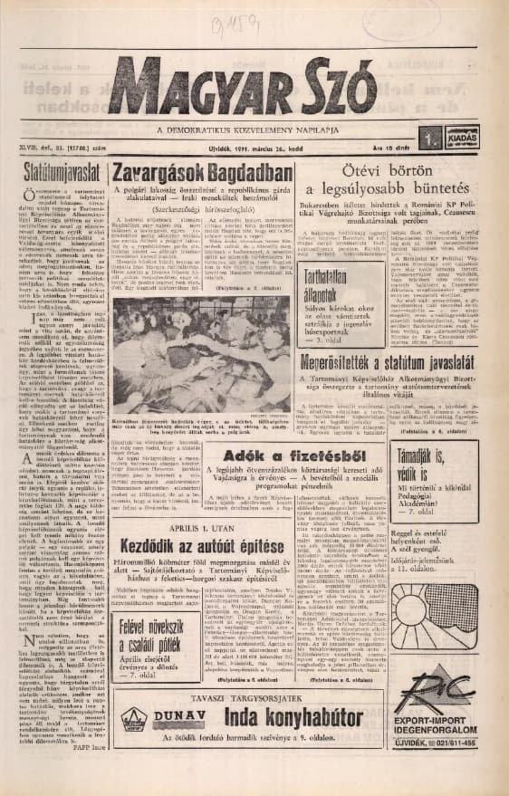 Magyar Szó 1991. március 26. 83. sz. 1–20. oldal