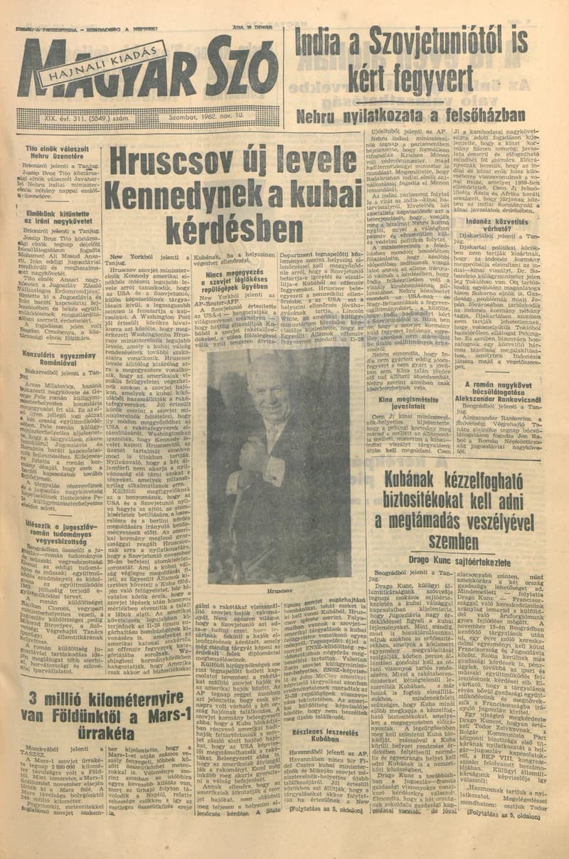 Magyar Szó, 19. évf. 1962. november 10. 311. sz. 1–12. oldal