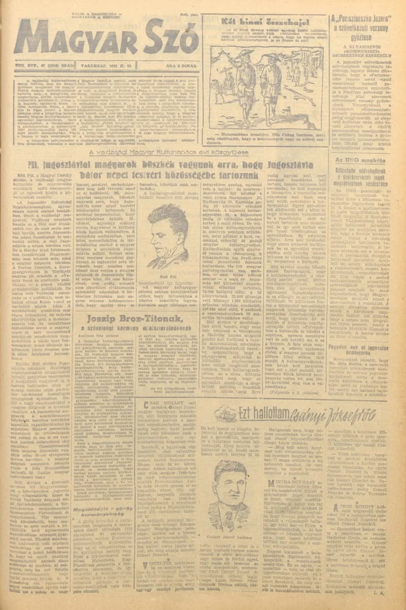 Magyar Szó, 8. évf. 1951. február 25. 47. sz. 1–4. oldal