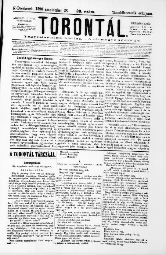 Torontál, 19. évf. 1890. szeptember 28. 39. sz.