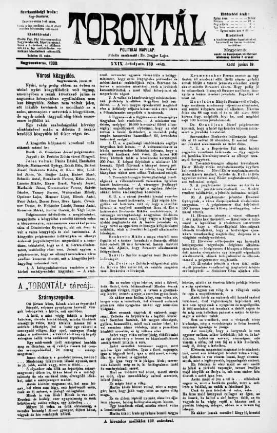 Torontál, 29. évf. 1900. június 19. 139. sz.