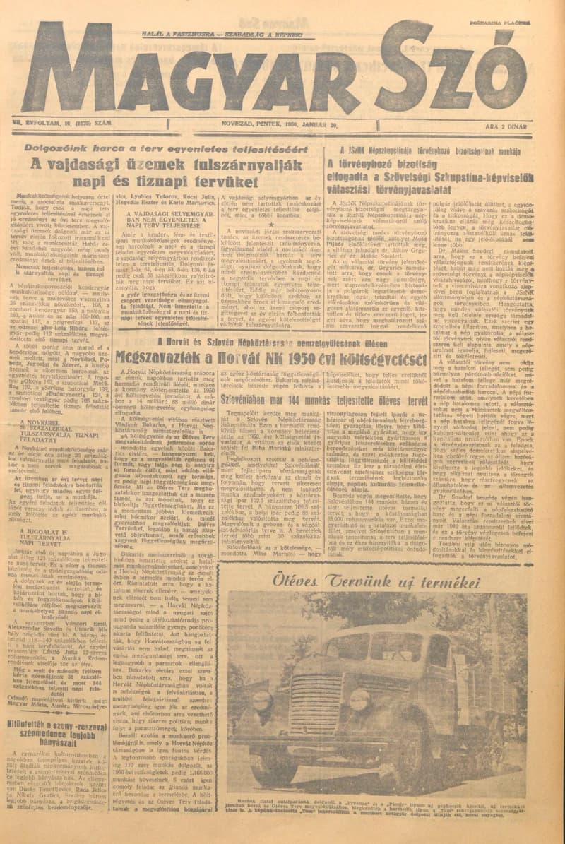 Magyar Szó, 7. évf. 1950. január 20. 16. sz. 1–4. oldal