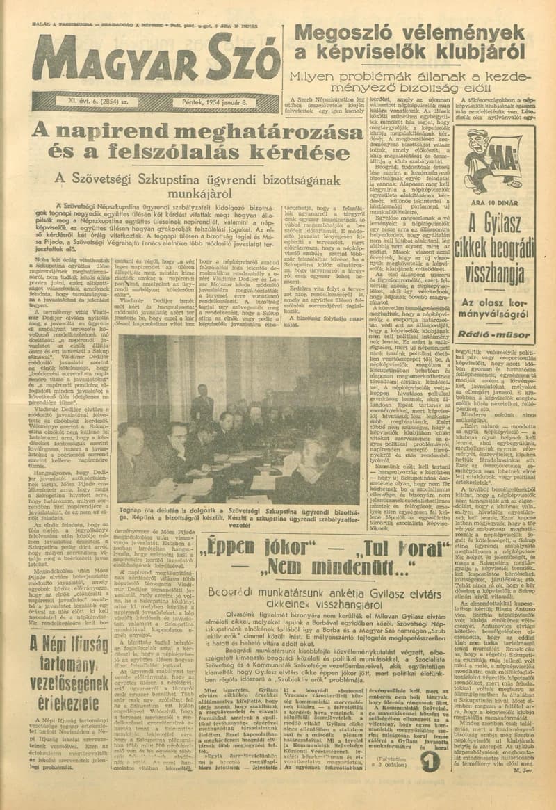 Magyar Szó, 11. évf. 1954. január 8. 6. sz. 1–12. oldal