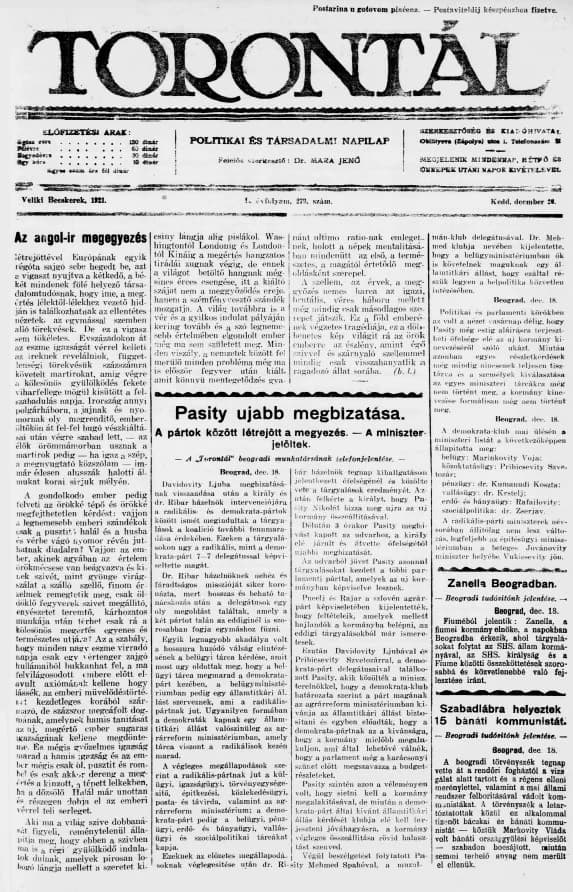 Torontál, 50. évf. 1921. december 20. 279. sz.