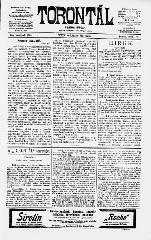 Torontál, 35. évf. 1906. október 19. 239. sz.