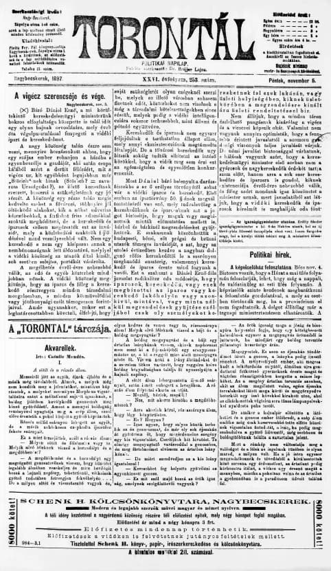 Torontál, 26. évf. 1897. november 5. 253. sz.