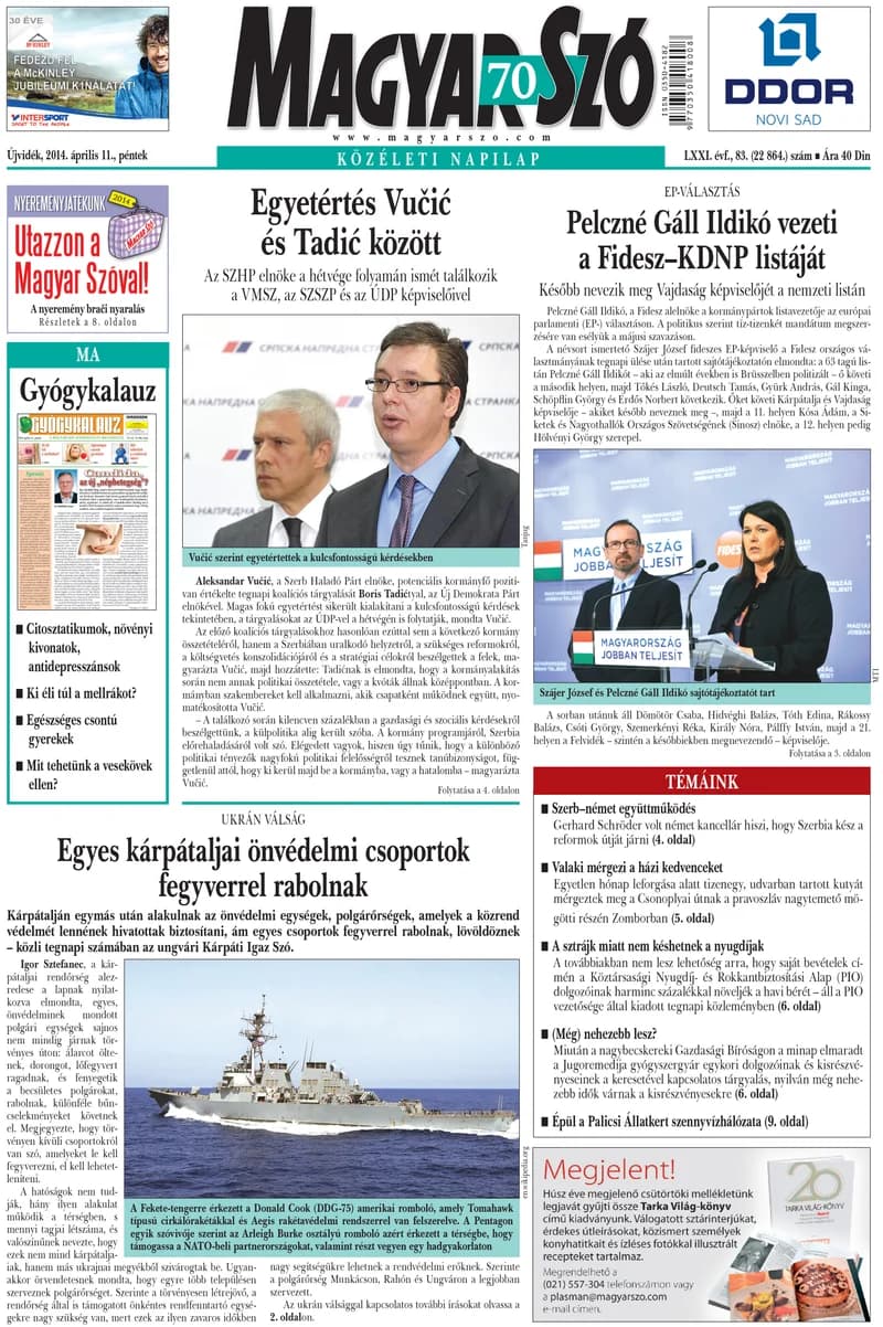 Magyar Szó, 71. évf. 2014. április 11. 83. sz. 1–16. oldal