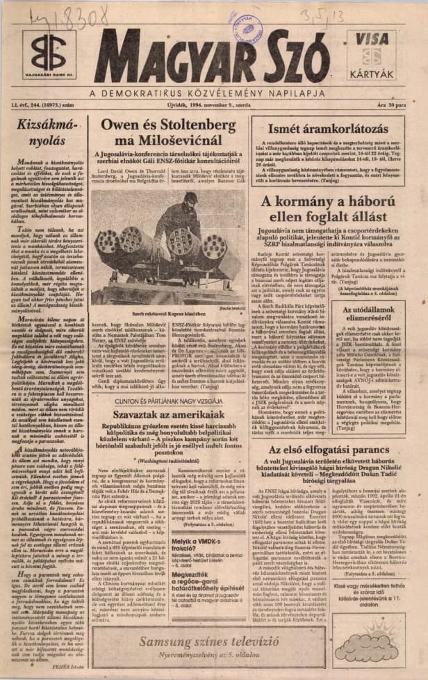 Magyar Szó, 51. évf. 1994. november 9. 244. sz. 1–16. oldal