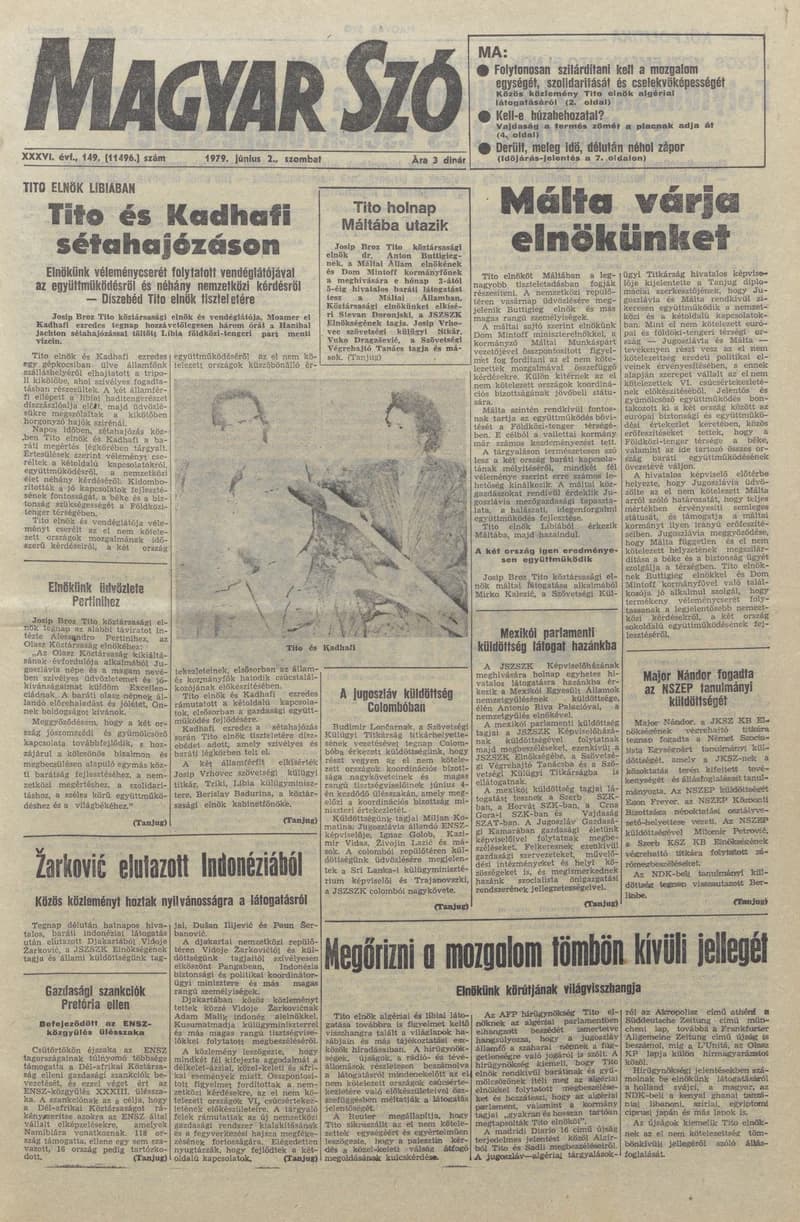 Magyar Szó, 36. évf. 1979. június 2. 149. sz. 1–40. oldal