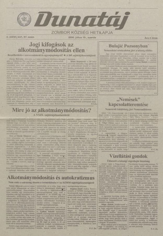 Dunatáj, 2. évf. 2000. július 19. 67. sz.