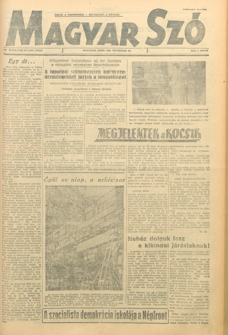 Magyar Szó, 7. évf. 1950. november 21. 277. sz. 1–4. oldal