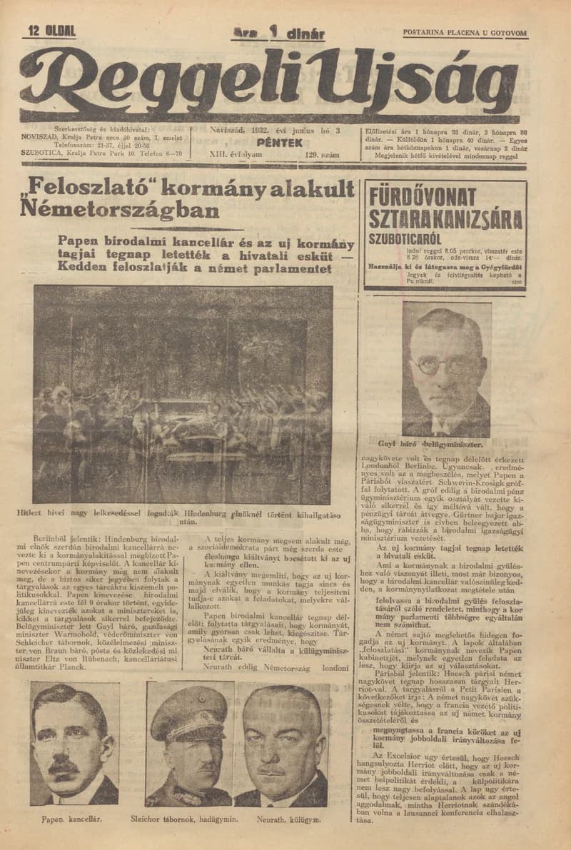 Reggeli Újság, 13. évf. 1932. június 3. 129. sz.