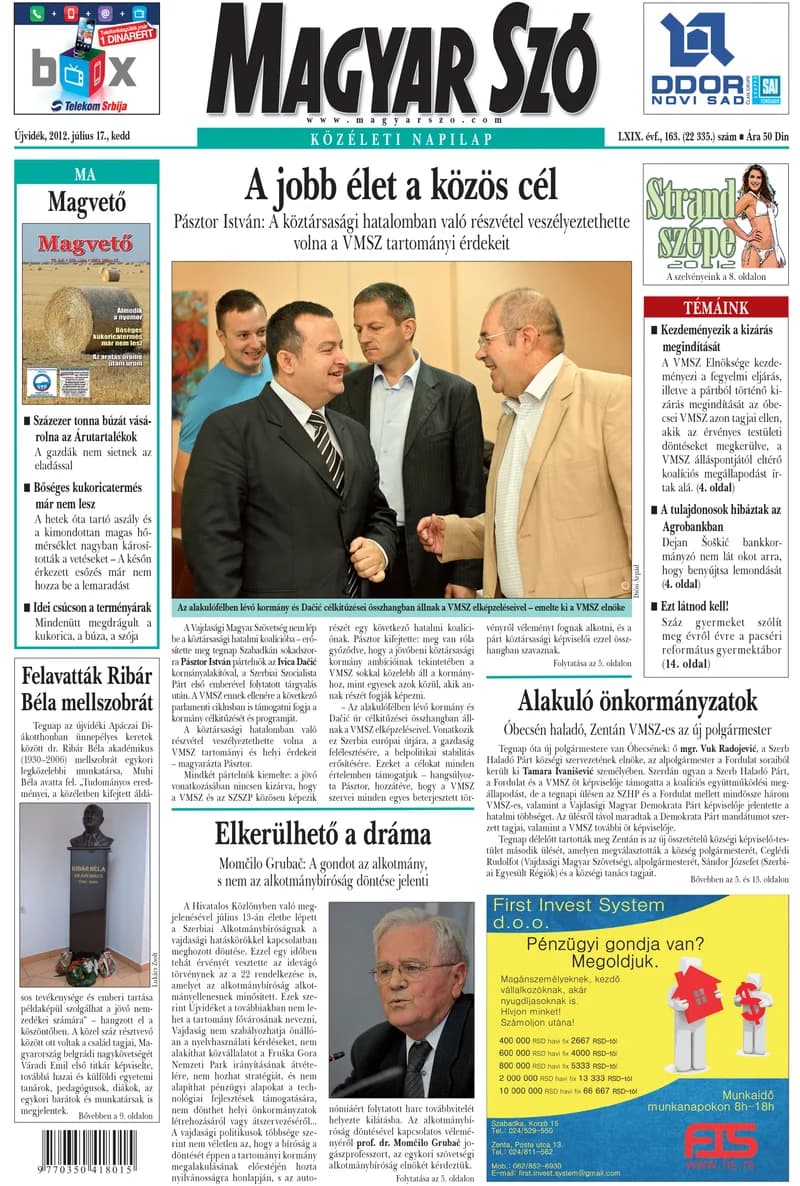 Magyar Szó, 69. évf. 2012. július 17. 163. sz. 1–20. oldal