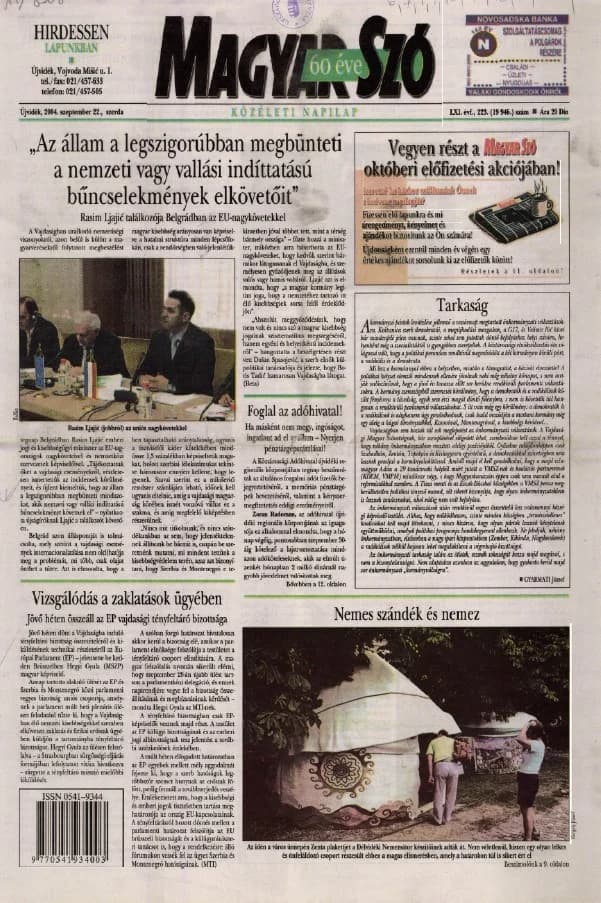 Magyar Szó, 61. évf. 2004. szeptember 22. 223. sz.