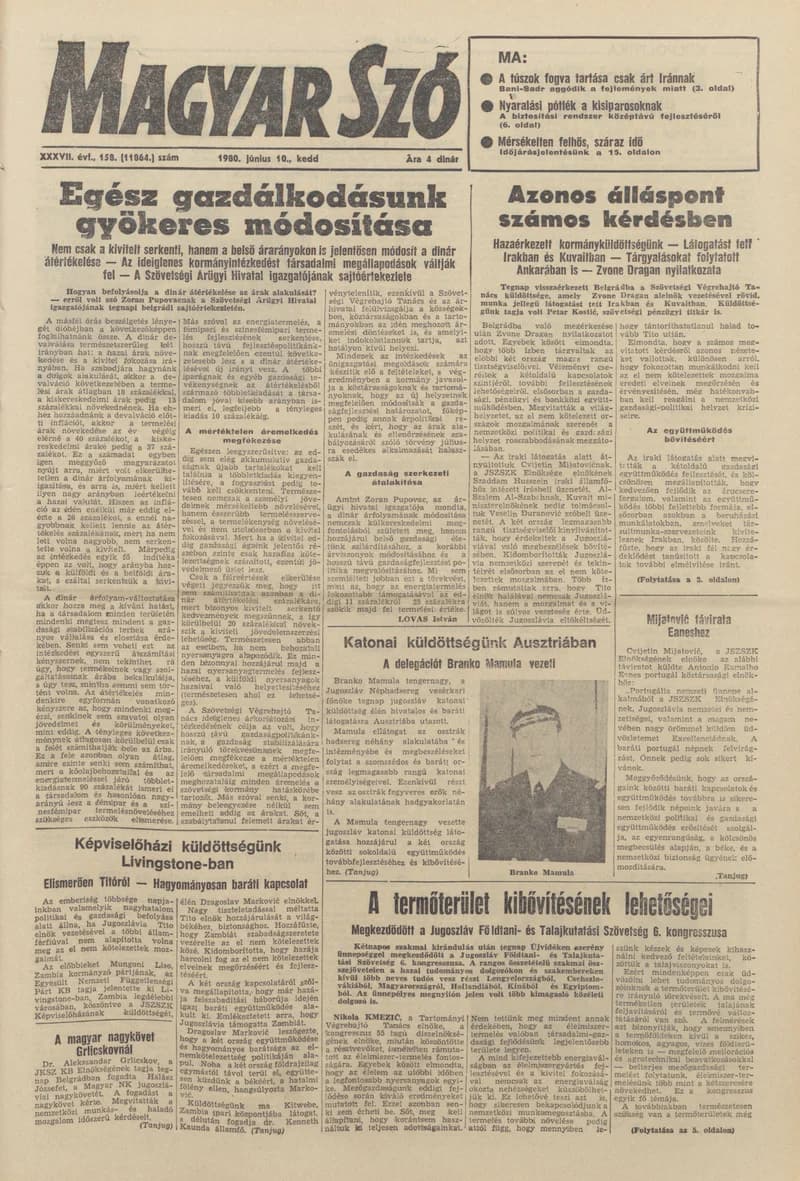 Magyar Szó, 37. évf. 1980. június 10. 158. sz. 1–20. oldal