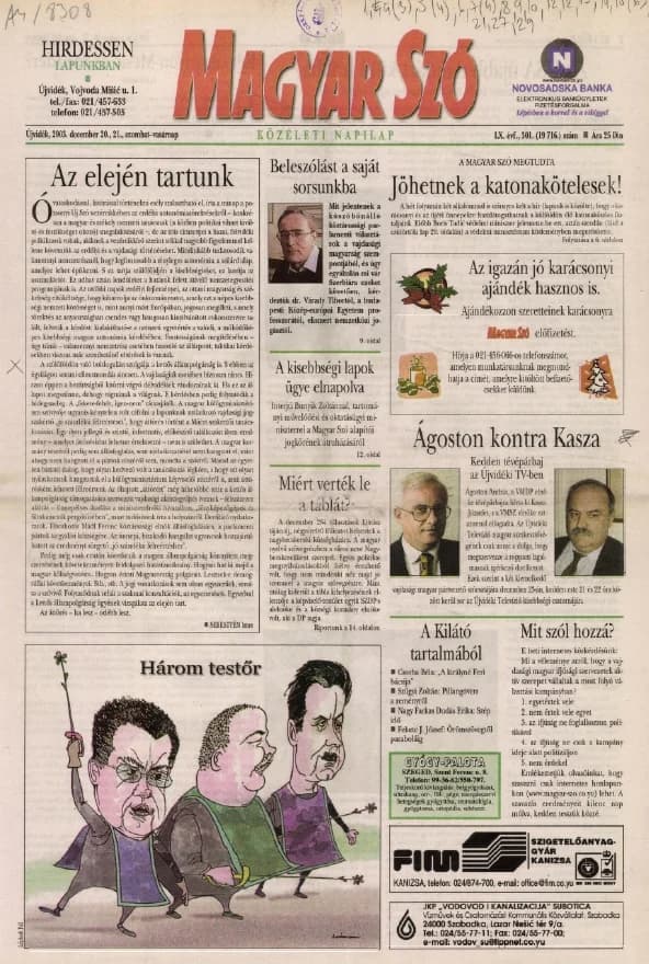Magyar Szó, 60. évf. 2003. december 20. – 21. 301. sz. 1–36. oldal