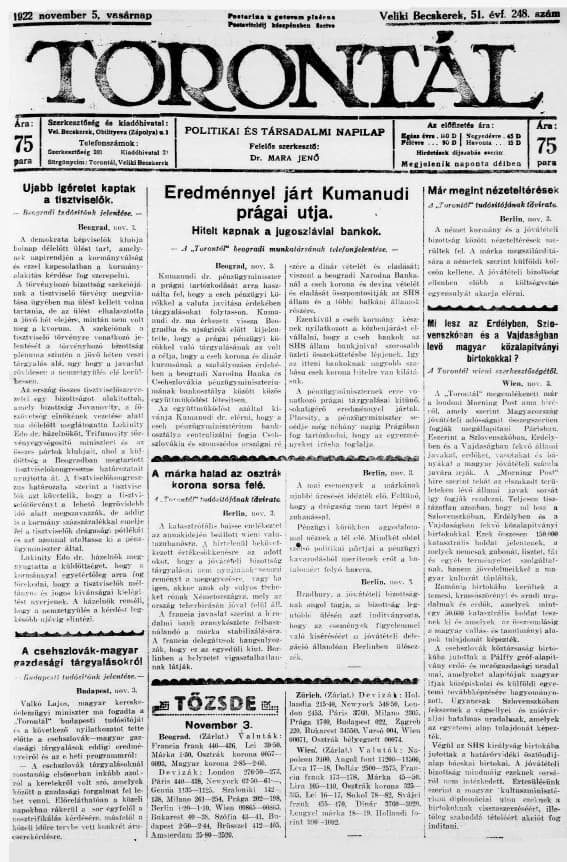 Torontál, 51. évf. 1922. november 5. 248. sz.