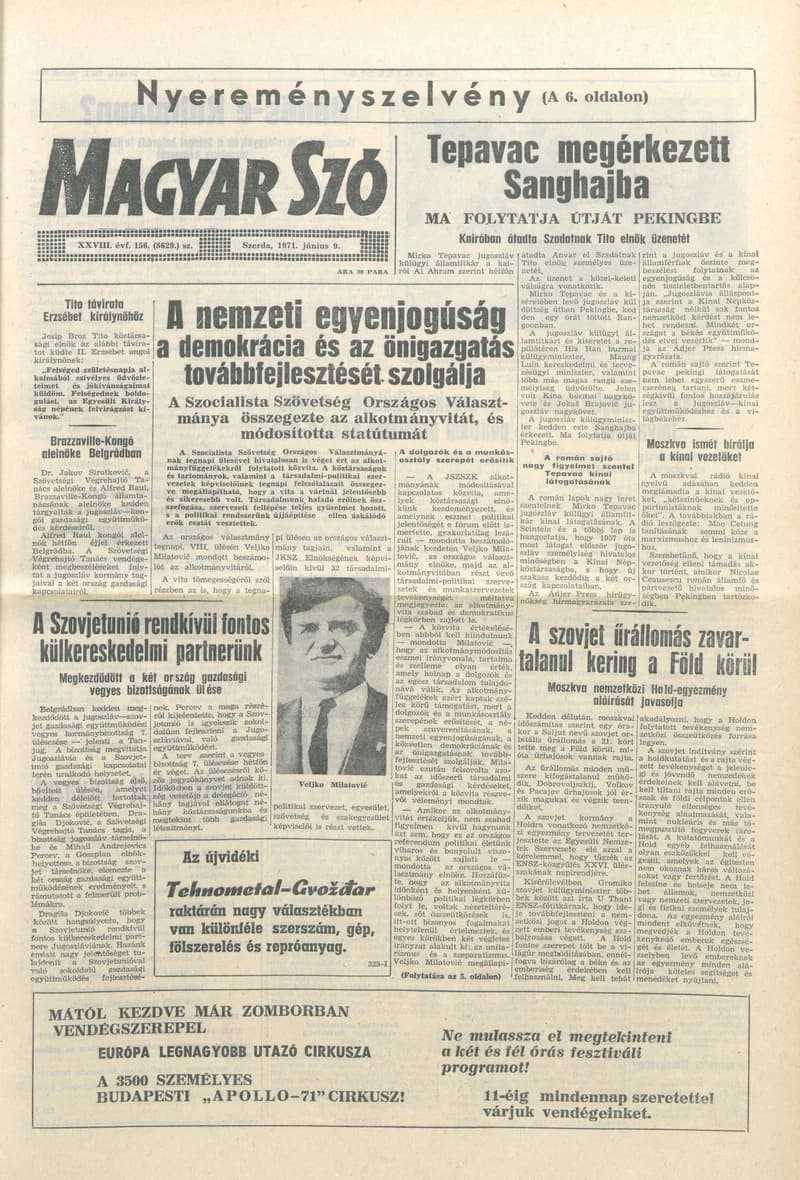 Magyar Szó, 28. évf. 1971. június 9. 156. sz. 1–14. oldal