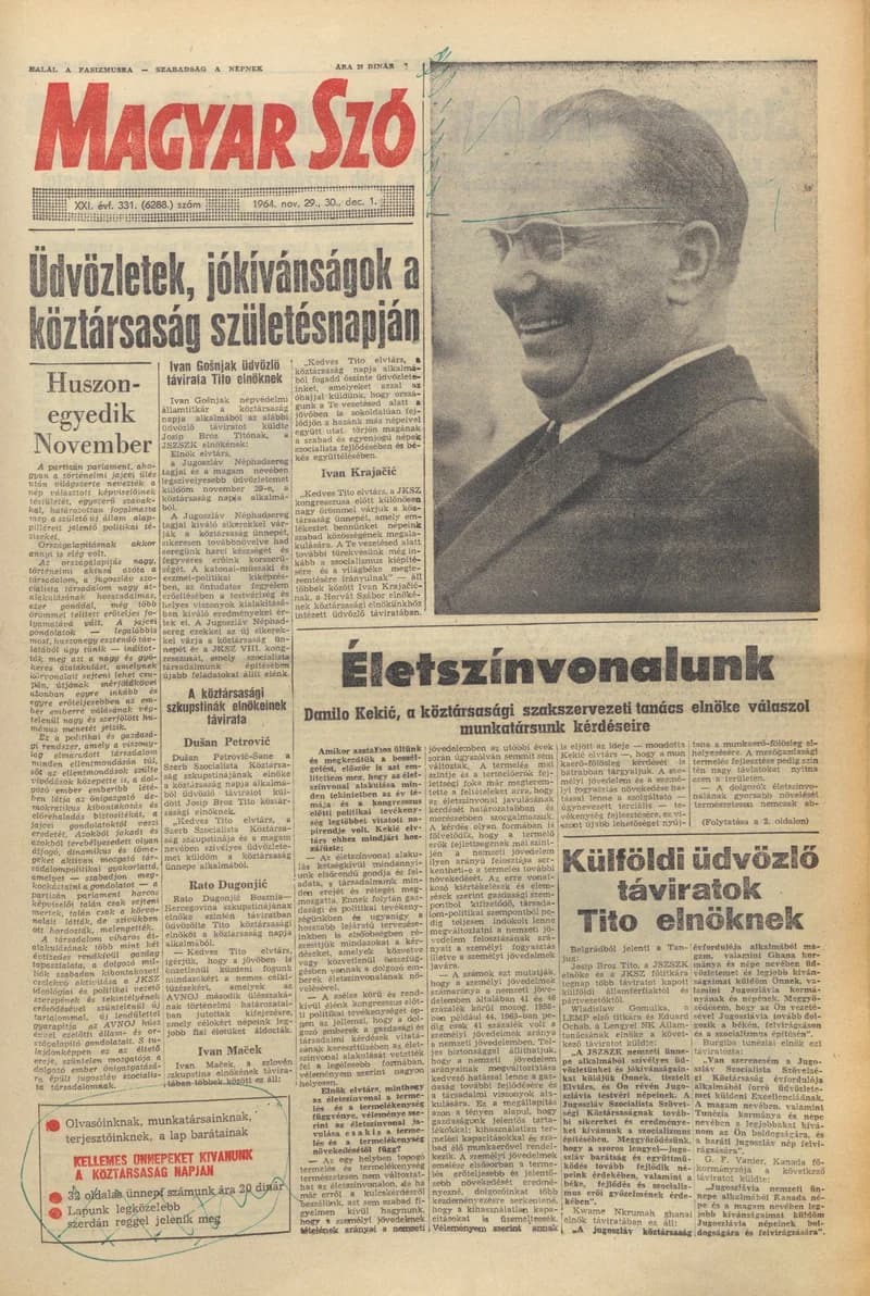 Magyar Szó, 21. évf. 1964. november 29. – december 1. 331. sz. 1–32. oldal