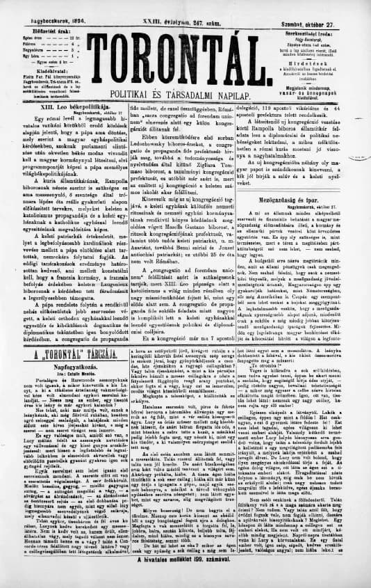 Torontál, 23. évf. 1894. október 27. 247. sz.