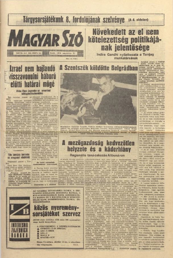 Magyar Szó, 27. évf. 1970. augusztus 25. 233. sz. 1–14. oldal