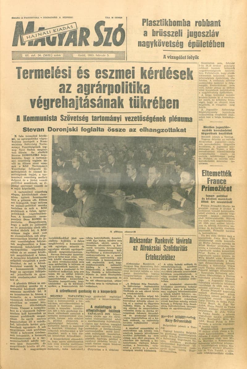 Magyar Szó, 20. évf. 1963. február 5. 34. sz. 1–16. oldal