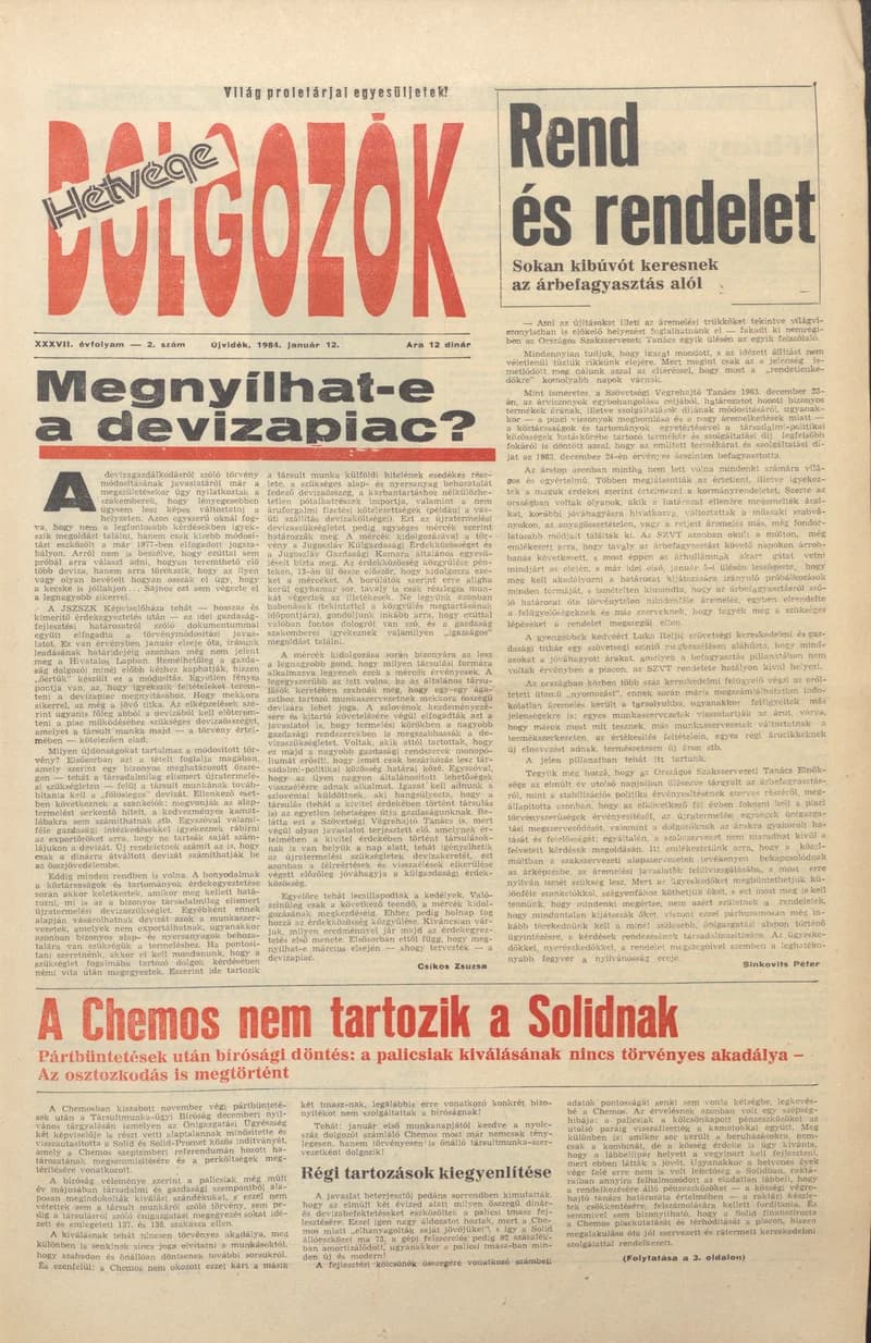 Dolgozók, 38. évf. 1984. január 12. 2. sz.
