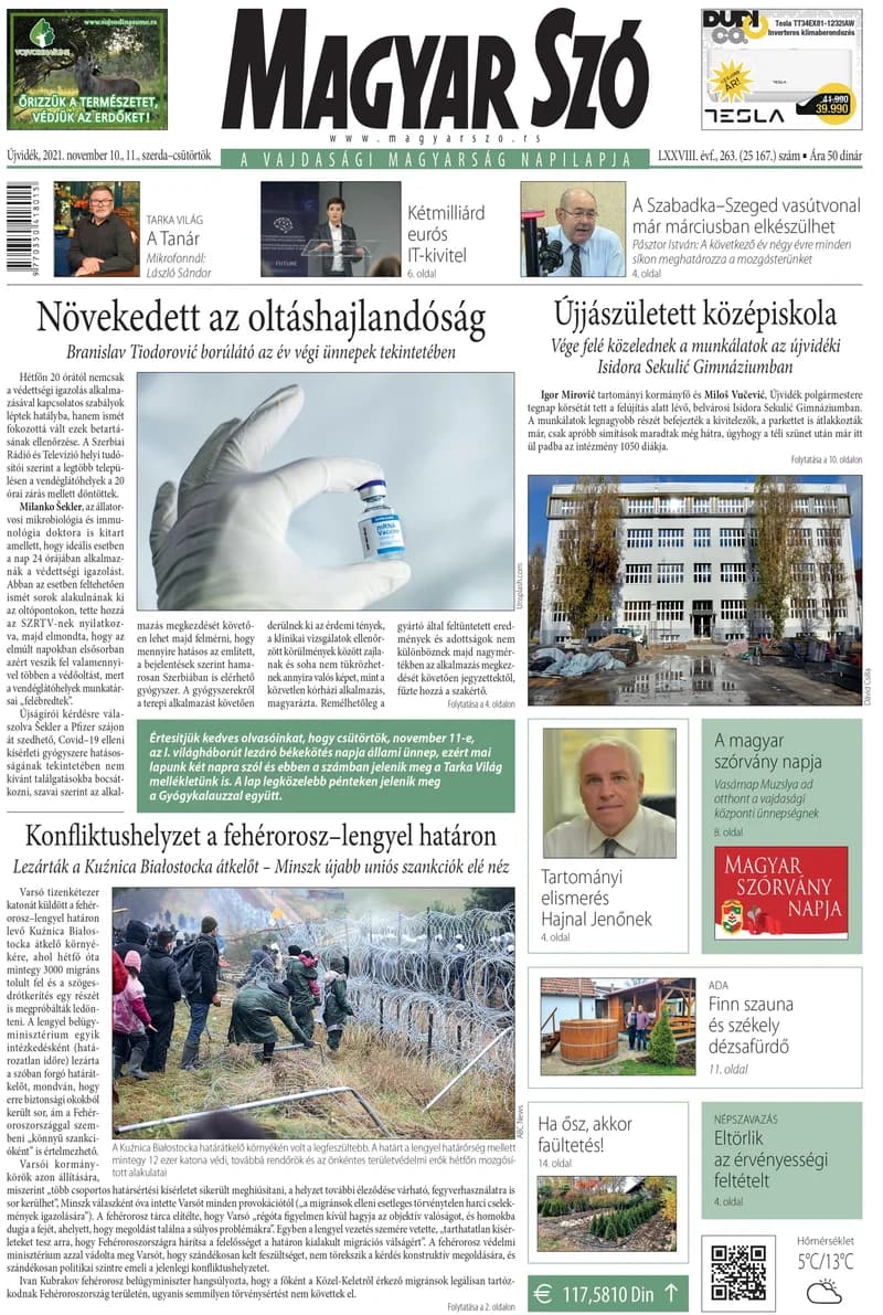 Magyar Szó, 78. évf. 2021. november 10. – 11. 263. sz.