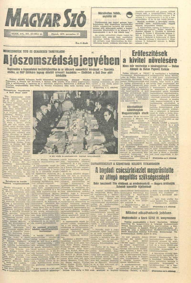 Magyar Szó, 35. évf. 1978. november 17. 317. sz. 1–20. oldal